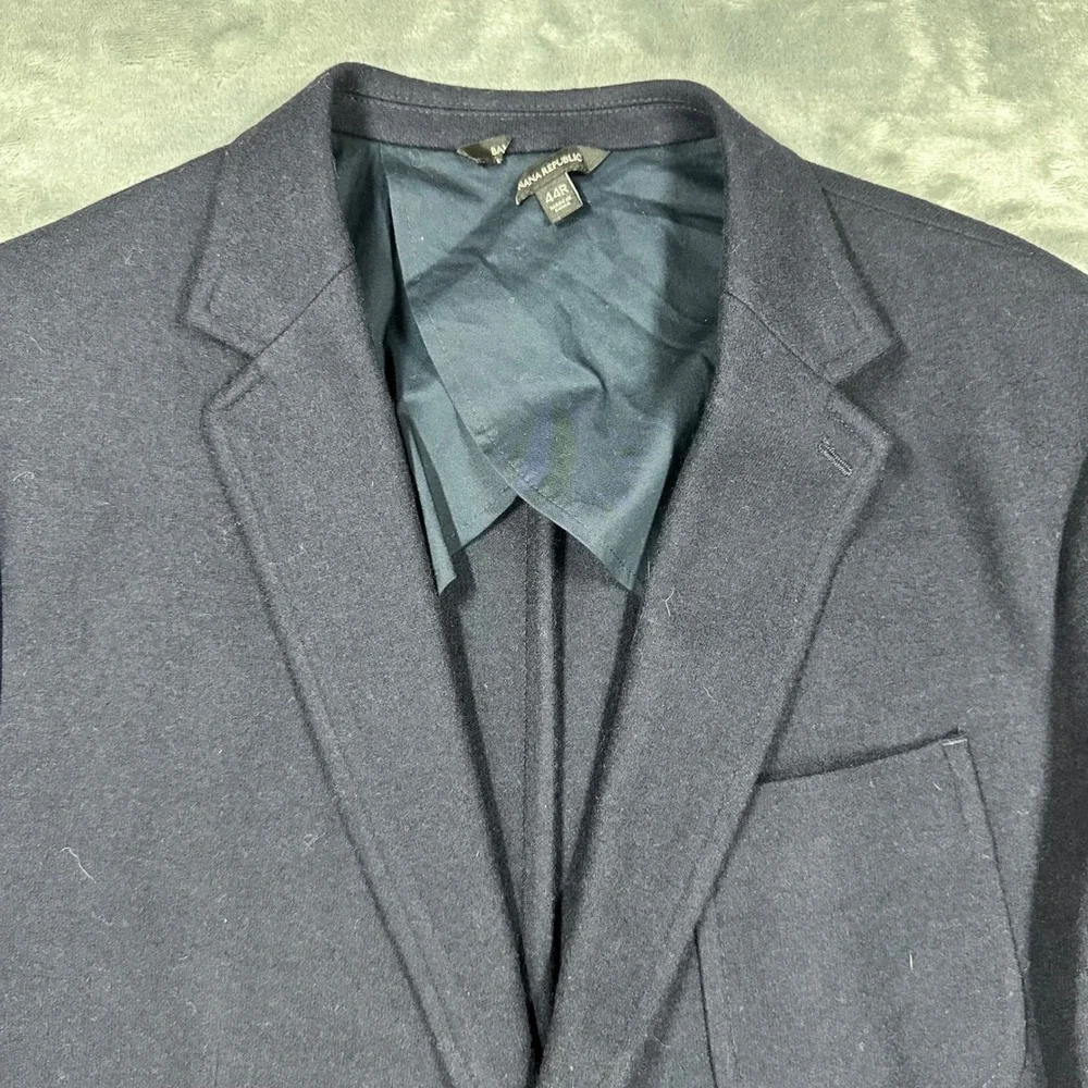 Banana Republic Mens 44R Slim Fit Navy Blue Mario Bellucci Italian Wool Blazer